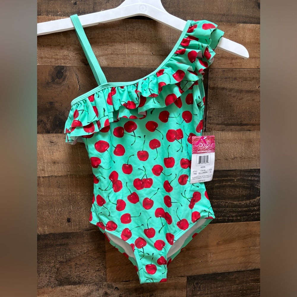 Kanu Surf Swimsuit Girls (size: 12 youth)
Sea Green Red Cherries Style: Addie